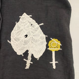 mina perhonen ps3749 herbarium 刺繍 半袖 リネン ワンピース ネイビー レディース ミナペルホネン【中古】6-0513S∞