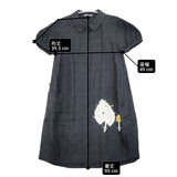 mina perhonen ps3749 herbarium 刺繍 半袖 リネン ワンピース ネイビー レディース ミナペルホネン【中古】6-0513S∞