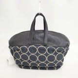 mina perhonen tambourine muffin bag レザー デニム 刺繍 マフィンバッグ トートバッグ ネイビー ベージュ レディース ミナペルホネン【中古】6-0114G◎