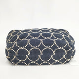 mina perhonen tambourine muffin bag レザー デニム 刺繍 マフィンバッグ トートバッグ ネイビー ベージュ レディース ミナペルホネン【中古】6-0114G◎