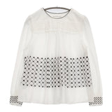 mina perhonen 未使用品 flower beads zs1125 サイズ36 刺繍 定価41800円 ブラウス シャツ ホワイト レディース ミナペルホネン【中古】6-0225M♪