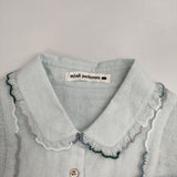 mina perhonen 未使用品 forest candy リネン 刺繍 プルオーバードレス 定価85800円 abs3986 ワンピース ライトブルー レディース ミナペルホネン【中古】6-0416M∞