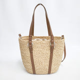 HELEN KAMINSKI 未使用 PINIMIL-M-BRIDLE ラフィア トートバッグ 2way かごバッグ ベージュ ブラウン レディース ヘレンカミンスキー【中古】6-0214M◎