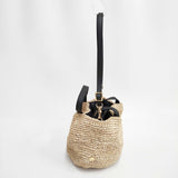 VIOLAd'ORO ラフィア カゴバッグ 2way かごバッグ ベージュ ブラック レディース ヴィオラドーロ【中古】6-0214M◎