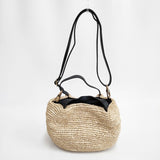 VIOLAd'ORO ラフィア カゴバッグ 2way かごバッグ ベージュ ブラック レディース ヴィオラドーロ【中古】6-0214M◎