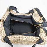 VIOLAd'ORO ラフィア カゴバッグ 2way かごバッグ ベージュ ブラック レディース ヴィオラドーロ【中古】6-0214M◎