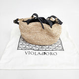 VIOLAd'ORO ラフィア カゴバッグ 2way かごバッグ ベージュ ブラック レディース ヴィオラドーロ【中古】6-0214M◎