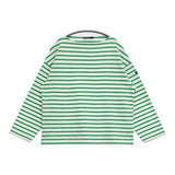 SAINT JAMES バスクシャツ ウエッソン T3 フランス製 長袖Ｔシャツ カットソー ロンＴ ホワイト グリーン レディース セントジェームス【中古】6-0225M♪