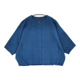mina perhonen largo pa2202 サイズ36 カシミヤ ノーカラージャケット ブルー レディース ミナペルホネン【中古】6-0118T♪