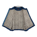 mina perhonen largo pa2202 サイズ36 カシミヤ ノーカラージャケット ブルー レディース ミナペルホネン【中古】6-0118T♪