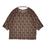 mina perhonen count 刺繍 qa8423 半袖 サイズ38 ウールアンゴラ セーター ニット ブラウン ネイビー レディース ミナペルホネン【中古】6-0118T♪