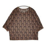 mina perhonen count 刺繍 qa8423 半袖 サイズ38 ウールアンゴラ セーター ニット ブラウン ネイビー レディース ミナペルホネン【中古】6-0118T♪