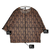 mina perhonen count 刺繍 qa8423 半袖 サイズ38 ウールアンゴラ セーター ニット ブラウン ネイビー レディース ミナペルホネン【中古】6-0118T♪