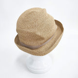 mature ha MBOX-104 BOXED HAT ボックスハット 7cm brim 定価16500円 帽子 ハット ベージュ レディース マチュアーハ【中古】6-0212M◎