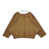 me ISSEY MIYAKE MI02KO612 ドルマンズリーブ プリーツ ノーカラージャケット ブラウン レディース ミー イッセイミヤケ【中古】6-0513M∞