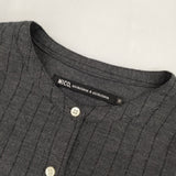 nicholson and nicholson ヘリンボーン フリルブラウス ストライプ 長袖シャツ チャコールグレー レディース ニコルソンアンドニコルソン【中古】6-0225M♪