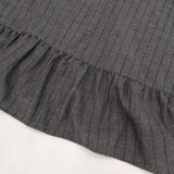 nicholson and nicholson ヘリンボーン フリルブラウス ストライプ 長袖シャツ チャコールグレー レディース ニコルソンアンドニコルソン【中古】6-0225M♪