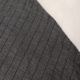 nicholson and nicholson ヘリンボーン フリルブラウス ストライプ 長袖シャツ チャコールグレー レディース ニコルソンアンドニコルソン【中古】6-0225M♪