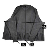 nicholson and nicholson ヘリンボーン フリルブラウス ストライプ 長袖シャツ チャコールグレー レディース ニコルソンアンドニコルソン【中古】6-0225M♪