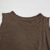45R/45rpm リネン天竺のノースリーブフレアキャミ Ｔシャツ カットソー ブラウン レディース フォーティーファイブアールピーエム【中古】6-0621S∞