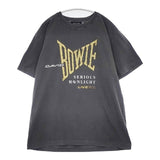 GOOD ROCK SPEED DAVID BOWIE GLITTER PRINT 顔料染め ラメプリント 半袖Ｔシャツ カットソー チャコールグレー レディース グッドロックスピード【中古】6-0621S∞