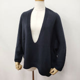 SLOBE IENA ファインウールVネックプルオーバー 定価11000円 セーター ニット 23AW ネイビー レディース スローブイエナ【中古】6-0126T♪