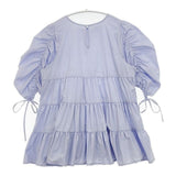 NATURAL BEAUTY BASIC ギャザースリーブティアードチュニックブラウス ブラウス シャツ ブルー レディース ナチュラルビューティーベーシック【中古】6-0513S∞