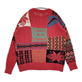 UABONI ユアボニ 新品 クルーネック サイズ50 ウール混 セーター ニット レッド メンズ【中古】6-0126T♪