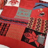 UABONI ユアボニ 新品 クルーネック サイズ50 ウール混 セーター ニット レッド メンズ【中古】6-0126T♪