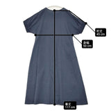 KURASHI&Trips 夏の装い心地よく ふんわり袖のカットソーワンピース 定価10120円 ワンピース ネイビー レディース クラシアンドトリップス/北欧、暮らしの道具店【中古】6-0621S∞