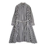 Maison de Beige メゾンドベージュ ストライプ シャツワンピ ベルト付き ワンピース グレー ホワイト レディース【中古】6-0418M∞