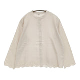 Crea Delice 新品 スカラップ 刺繍 73354 サイズM コットンウール ブラウス シャツ オフホワイト レディース クレアデリス【中古】6-0126T♪