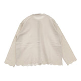 Crea Delice 新品 スカラップ 刺繍 73354 サイズM コットンウール ブラウス シャツ オフホワイト レディース クレアデリス【中古】6-0126T♪