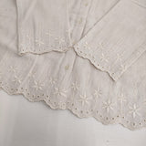 Crea Delice 新品 スカラップ 刺繍 73354 サイズM コットンウール ブラウス シャツ オフホワイト レディース クレアデリス【中古】6-0126T♪