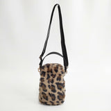 LeSportsac FUR MINI PHONE CROSSBODY レオパードフラッフィーファー 定価9900円 ショルダーバッグ ベージュ ブラウン レディース レスポートサック【中古】6-0122T◎