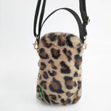LeSportsac FUR MINI PHONE CROSSBODY レオパードフラッフィーファー 定価9900円 ショルダーバッグ ベージュ ブラウン レディース レスポートサック【中古】6-0122T◎