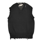 MARNI 新品 コットンダメージVネックニットベスト 定価104500円 サイズ54 CVMG0091A0 UFC652 ベスト ブラック メンズ マルニ【中古】6-0118M♪