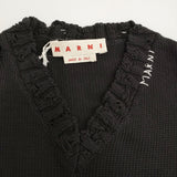 MARNI 新品 コットンダメージVネックニットベスト 定価104500円 サイズ54 CVMG0091A0 UFC652 ベスト ブラック メンズ マルニ【中古】6-0118M♪