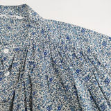 Toujours Pleated Sleeveless Long Shirt リバティ 定価42900円 サイズ1 ノースリーブ ブラウス シャツ ブルー ホワイト レディース トゥジュー【中古】6-0506S◎