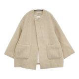 NEPLA. NO COLLAR COCOON COAT 定価46200円 Plage取扱い ノーカラーコクーンコート シャギー コート ナチュラル 生成 レディース ネプラ【中古】6-0914T♪