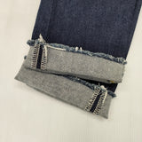 HYKE TAPERED テーパード ハイウエスト サイズ28 ストレッチ カットオフ デニムパンツ ネイビー レディース ハイク【中古】6-0311G♪