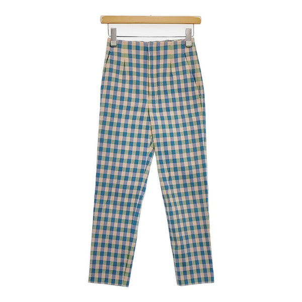 UNITED ARROWS シャイニー ギンガムチェック スリムパンツ 定価19600円 UNITED ARROWS シャイニー ギンガムチェック スリムパンツ 定価19600円
