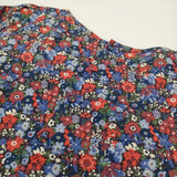 NIMES リバティ 七分袖 花柄 ボタニカル フリル ブラウス シャツ ネイビー レッド レディース ニーム【中古】6-0324M♪