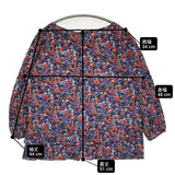 NIMES リバティ 七分袖 花柄 ボタニカル フリル ブラウス シャツ ネイビー レッド レディース ニーム【中古】6-0324M♪