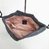 mina perhonen tambourine coupe bag クッペバッグ us9580 刺繍 ショルダーバッグ ブルーグレー レディース ミナペルホネン【中古】6-0412G∞