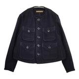 45R/45rpm コットンフランネルのノーカラーアニージャケット 定価75900円 23AW ネイビー レディース フォーティーファイブアールピーエム【中古】6-0115T♪