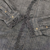 45R/45rpm ダンガリーカットワークのブラウス 定価42900円 ブラウス シャツ グレー レディース フォーティーファイブアールピーエム【中古】6-0225M♪