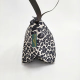 Herve Chapelier 2885F ナイロン舟型ショルダーバッグS パンサーブラン レオパード ケアカード付き 定価32780円 ブラック ホワイト レディース エルベ・シャプリエ【中古】6-0118G♪