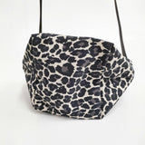 Herve Chapelier 2885F ナイロン舟型ショルダーバッグS パンサーブラン レオパード ケアカード付き 定価32780円 ブラック ホワイト レディース エルベ・シャプリエ【中古】6-0118G♪