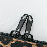 Herve Chapelier 2885F ナイロン舟型ショルダーバッグS パンサー レオパード ケアカード付き 定価32780円 ブラウン ブラック レディース エルベ・シャプリエ【中古】6-0118G♪